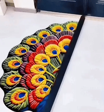 Alfombra con diseño de pavo real