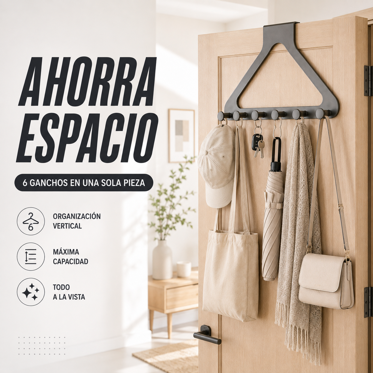 OFERTA ESPECIAL | Perchero colgante sobre puerta con ganchos