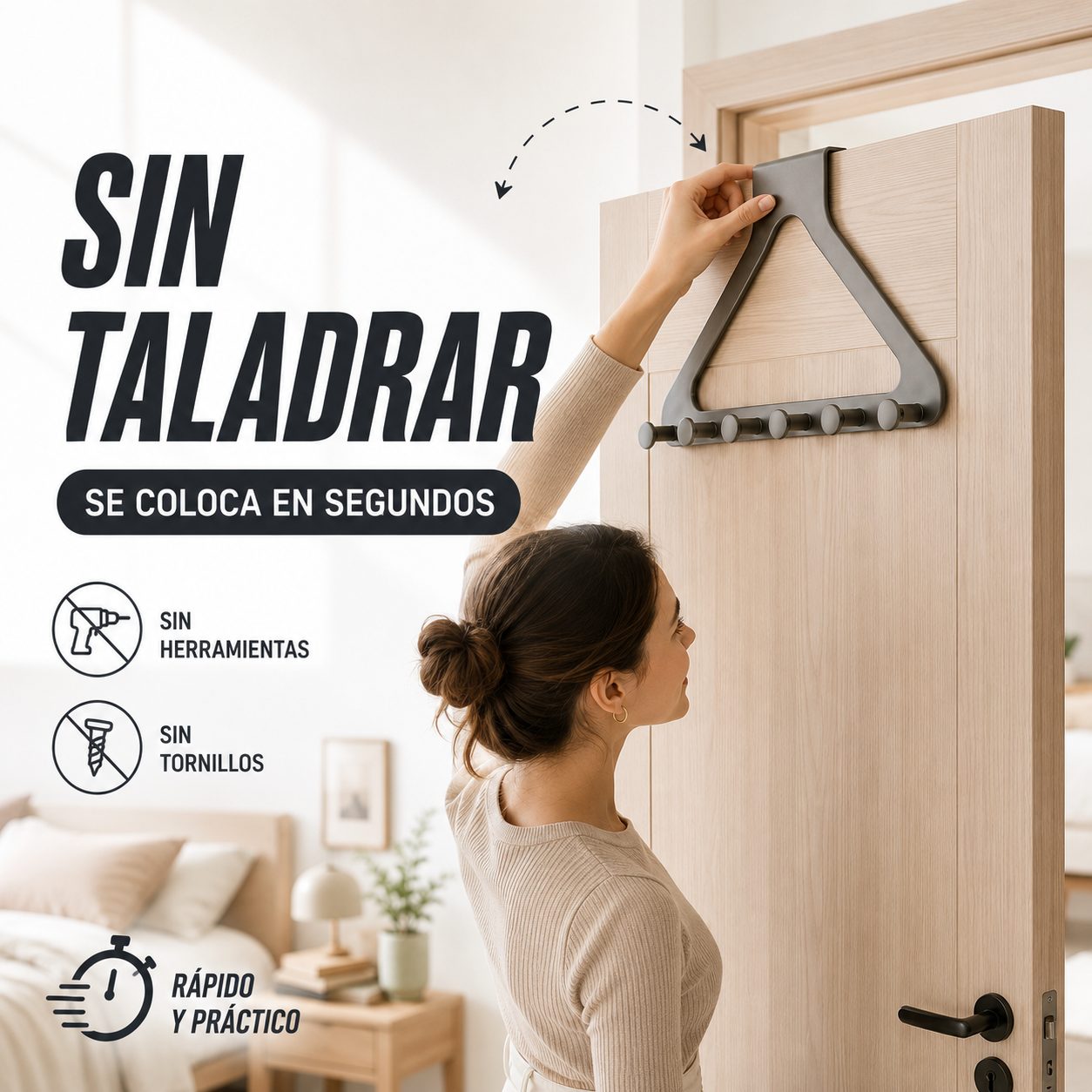 OFERTA ESPECIAL | Perchero colgante sobre puerta con ganchos