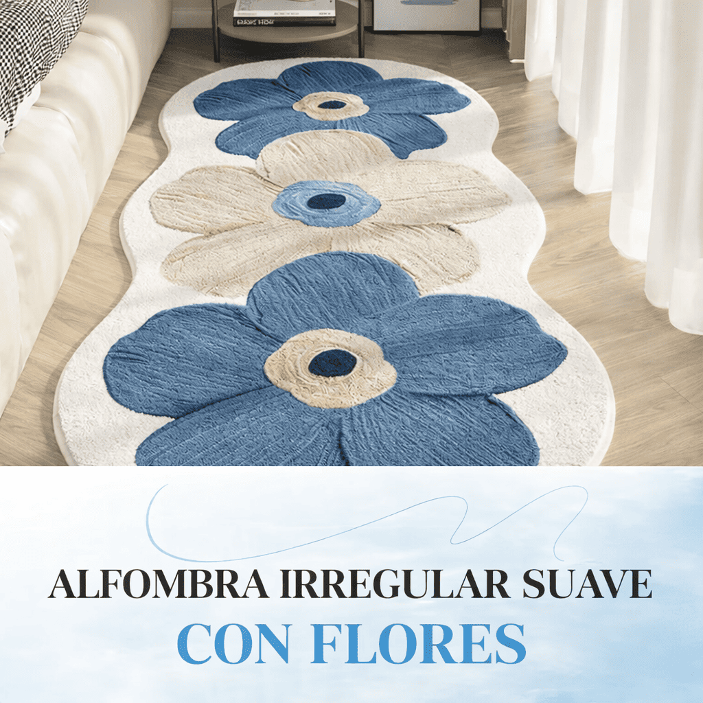 Alfombra suave con motivo floral irregular