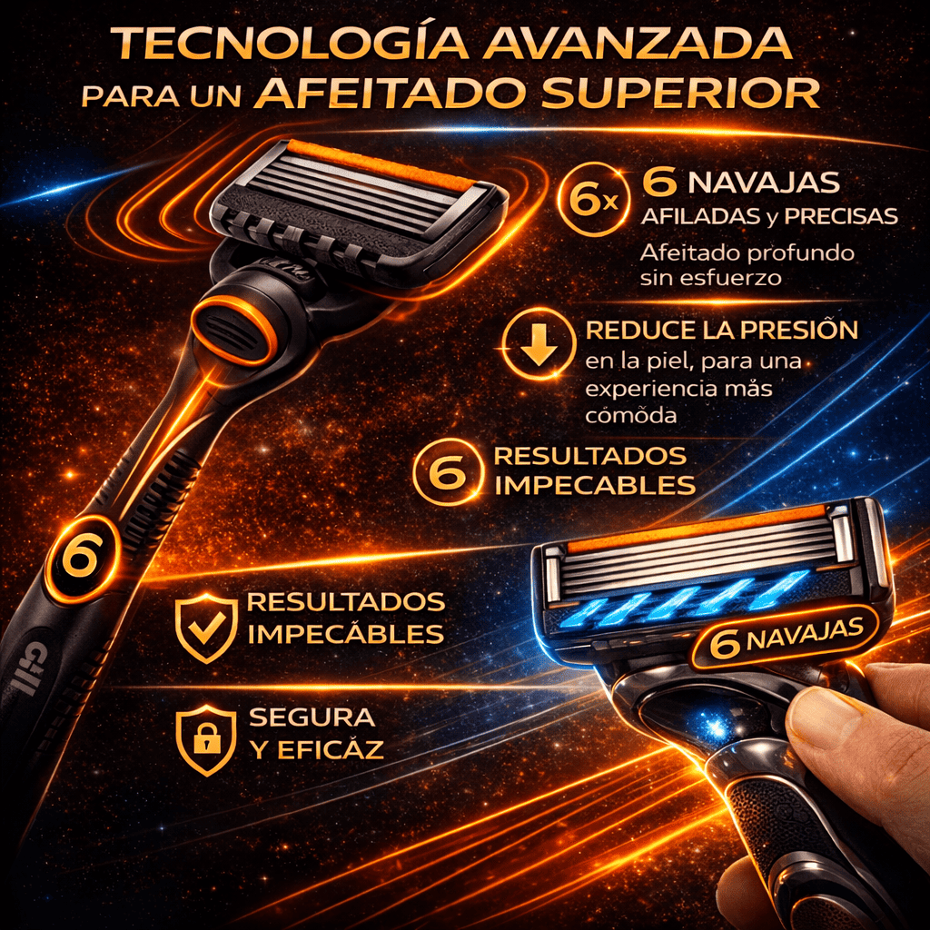 Maquinilla de afeitar de seis hojas para hombre