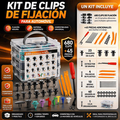 Kit de 725 piezas de clips de fijación para coche