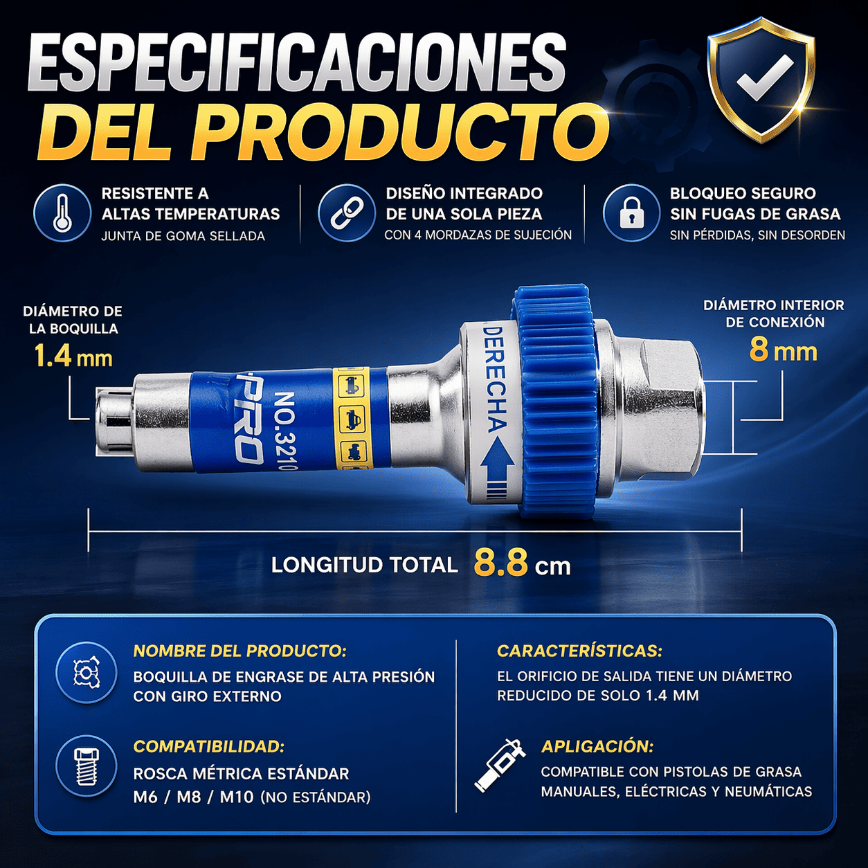Boquilla de grasa con bloqueo