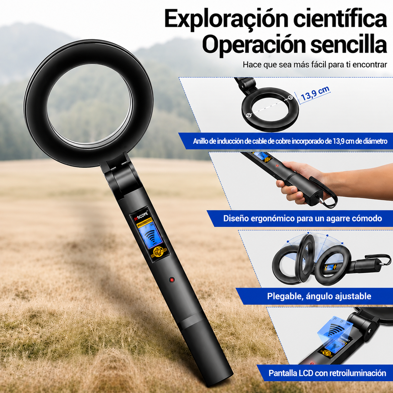 Detector de Metales Portátil para Búsqueda en el Suelo