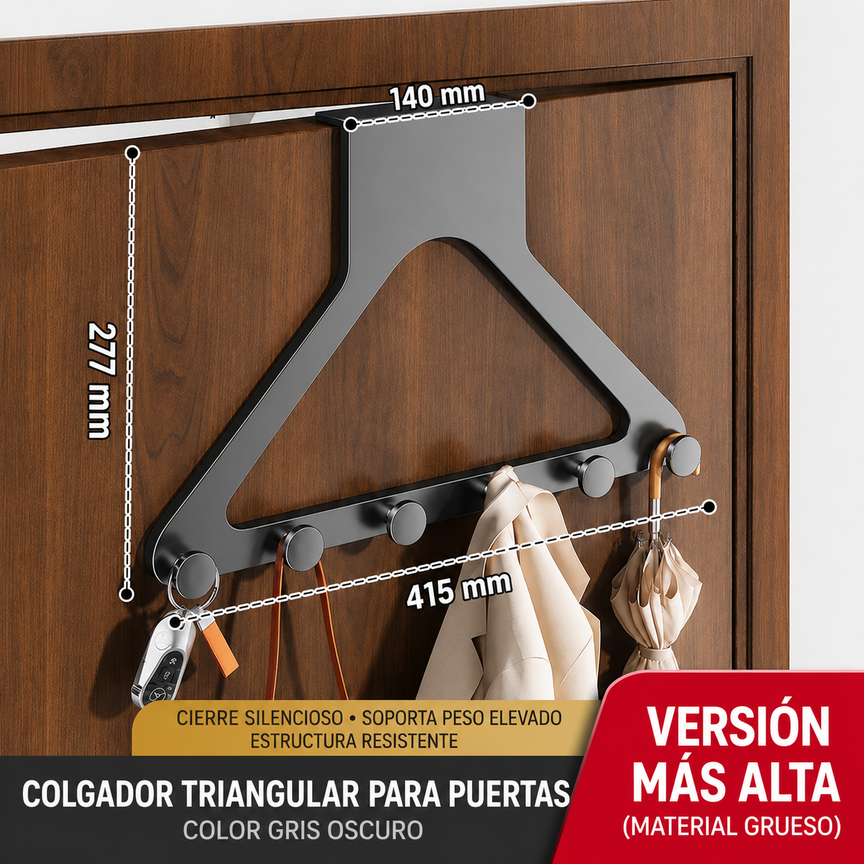 Perchero de puerta de 6 ganchos