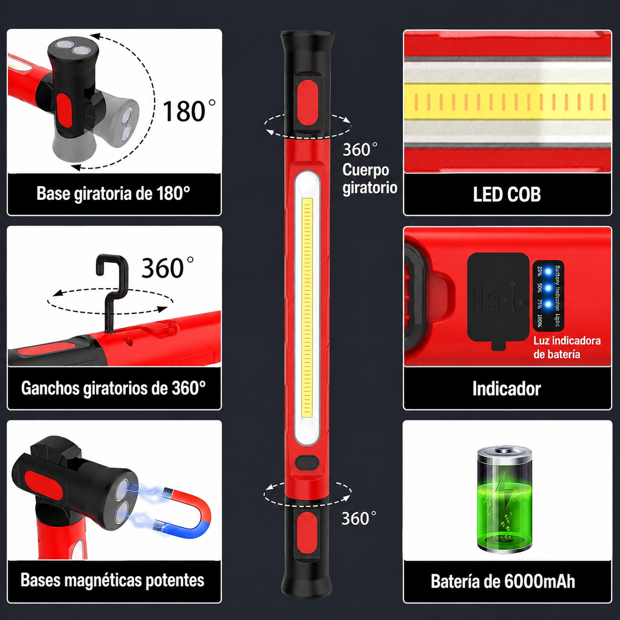 Lámpara LED Magnética de Trabajo 🔦 ⭐