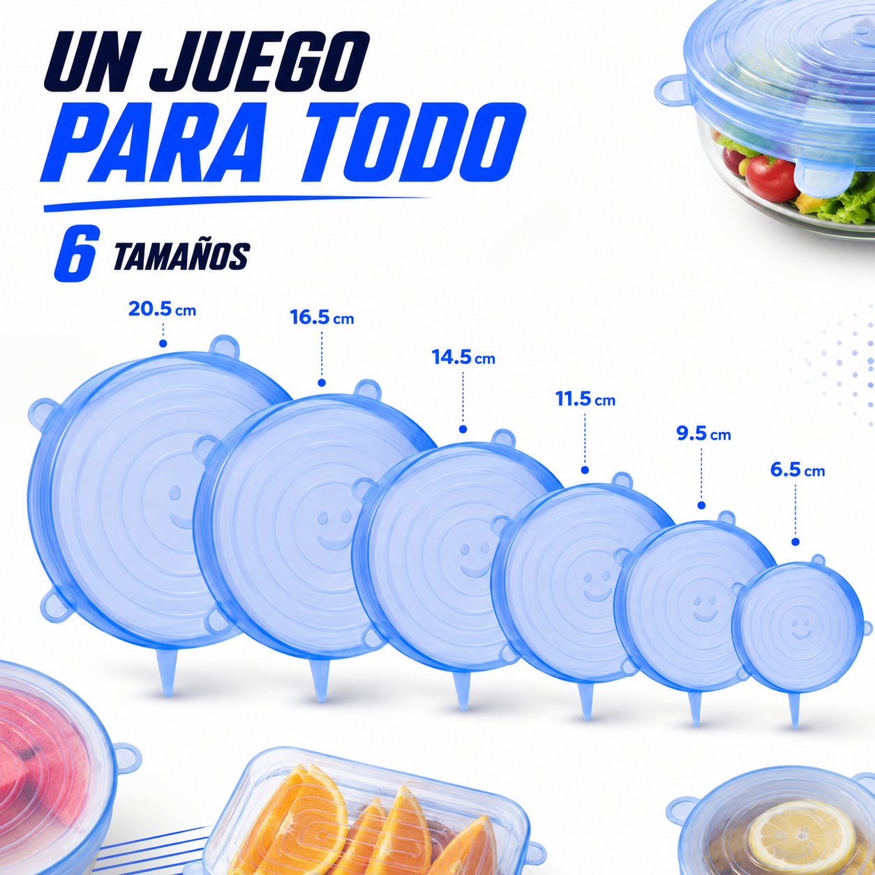 OFERTA ESPECIAL | Set de 6 Tapas de Silicona Herméticas
