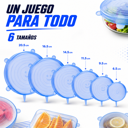 OFERTA ESPECIAL | Set de 6 Tapas de Silicona Herméticas